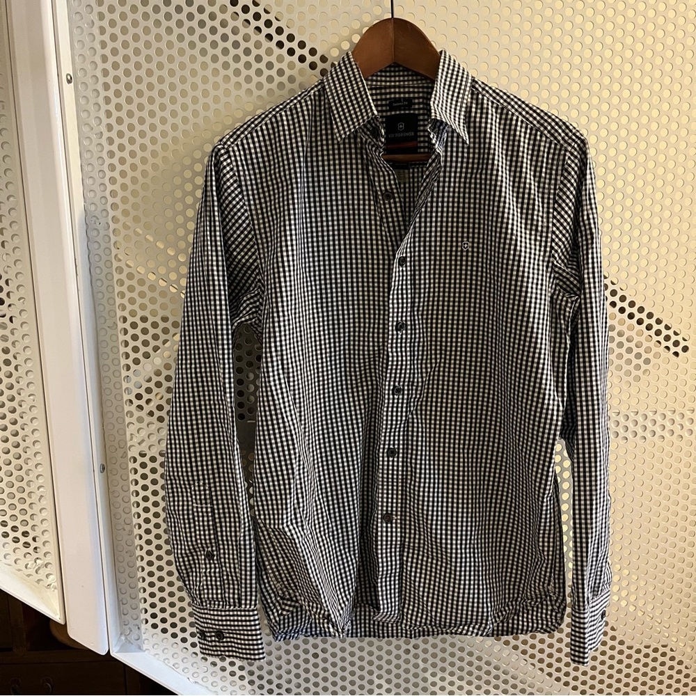 Men’s Victorinox Long-sleeve Button-down Shirt Size XS Black/ White VGUC